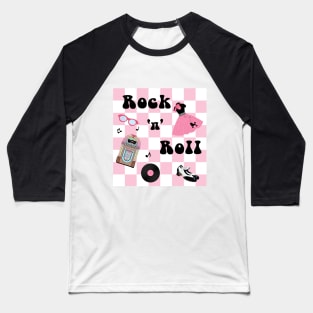 Rock and Roll Pink Baseball T-Shirt